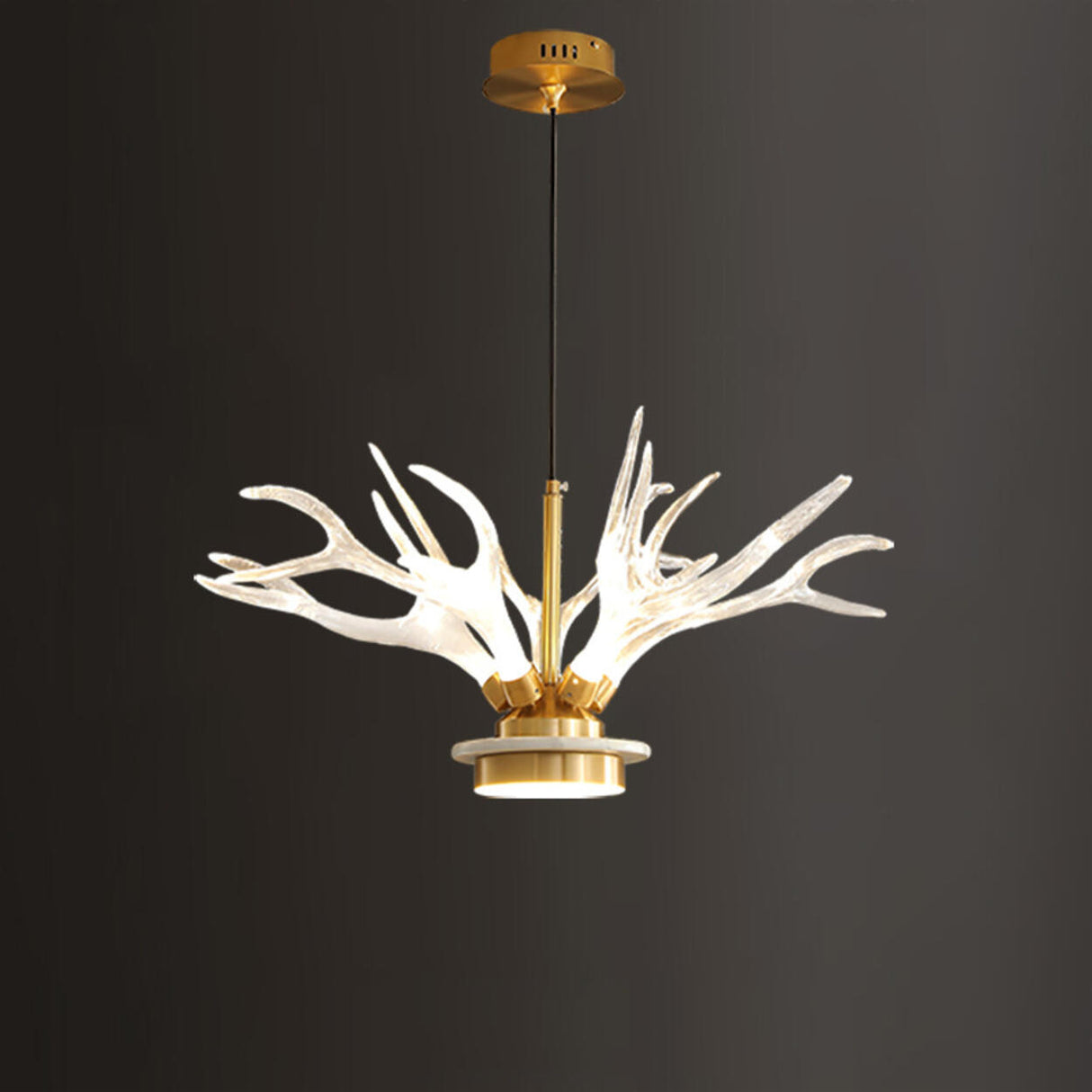 Modern Gold Antler Clear Acrylic Pendant Chandelier Image - 6