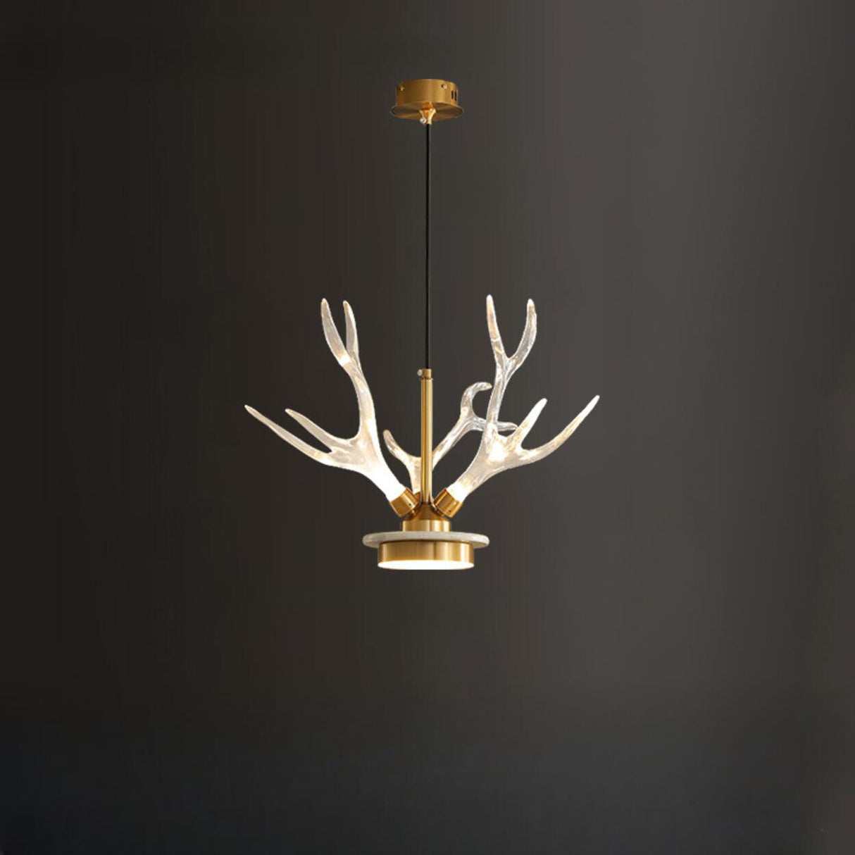 Modern Gold Antler Clear Acrylic Pendant Chandelier Image - 7