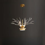 Modern Gold Antler Clear Acrylic Pendant Chandelier Image - 8