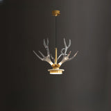 Modern Gold Antler Clear Acrylic Pendant Chandelier Image - 9