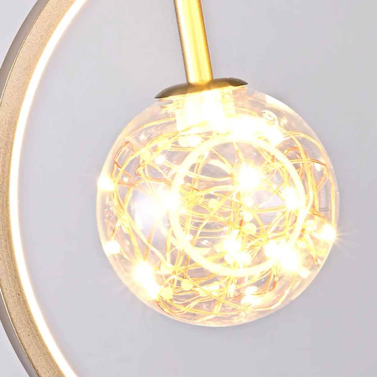 Modern Gold Antler Crystal Globe Bedroom Pendant Light Image - 12