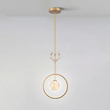 Modern Gold Antler Crystal Globe Bedroom Pendant Light Image - 2