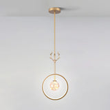 Modern Gold Antler Crystal Globe Bedroom Pendant Light Image - 3