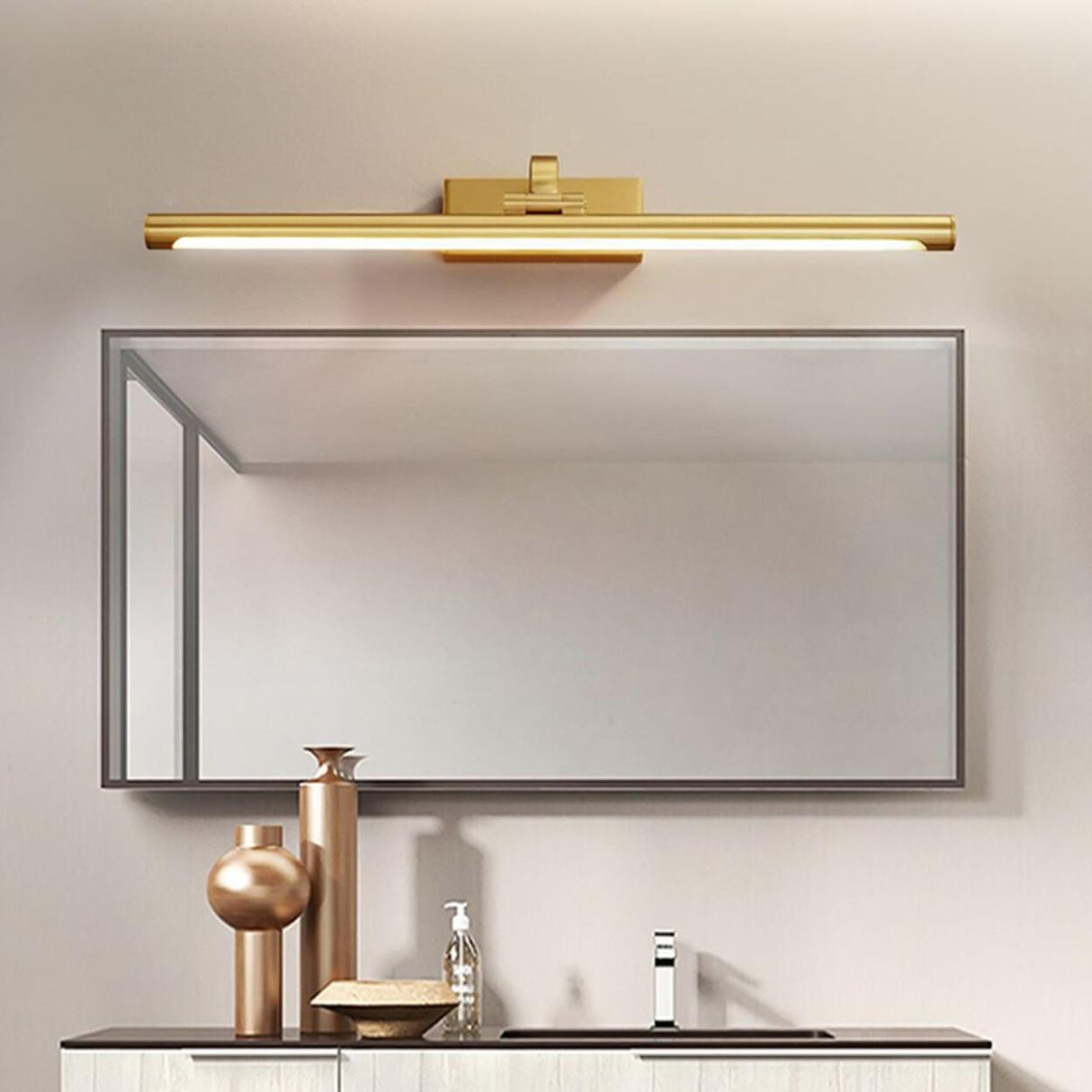 Modern Gold Bathroom Vanity Mirror Light Fixture Image - 2