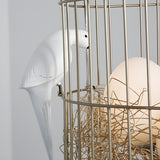 Modern Gold Birdcage White Glass Egg Hanging Chandelier Image - 4