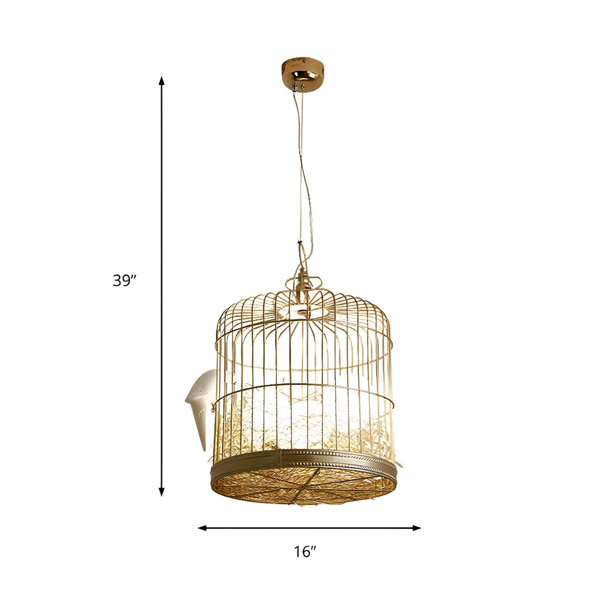 Modern Gold Birdcage White Glass Egg Hanging Chandelier 