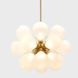 Modern Gold Blue Glass Globes Pendant Chandelier Image - 11