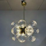 Modern Gold Blue Glass Globes Pendant Chandelier Image - 3