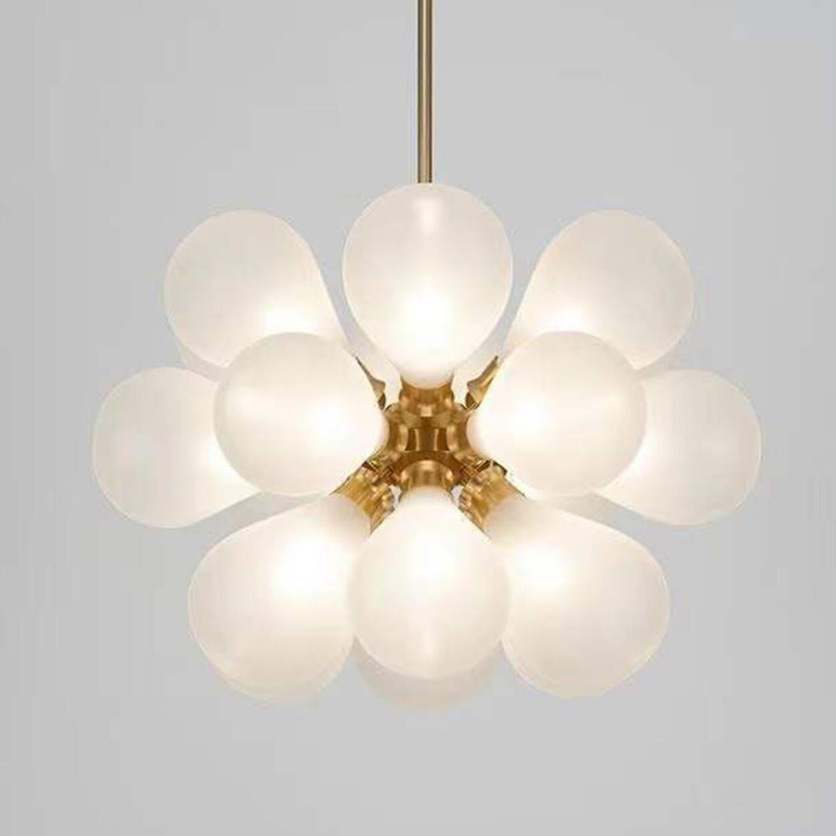 Modern Gold Blue Glass Globes Pendant Chandelier Image - 5