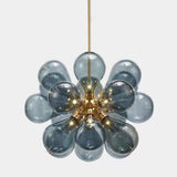 Modern Gold Blue Glass Globes Pendant Chandelier Image - 7