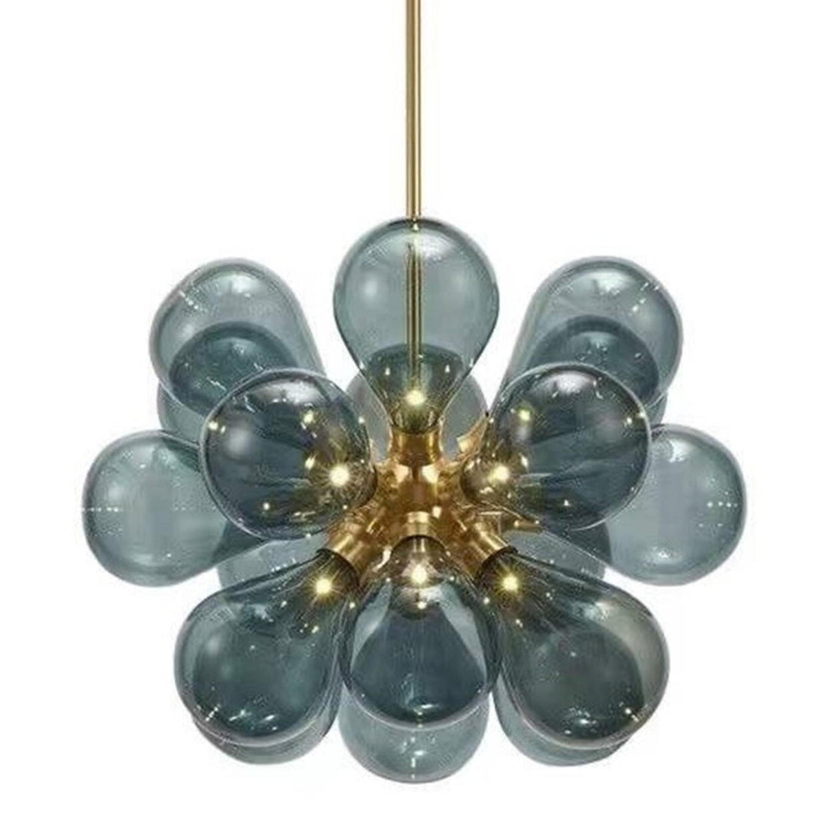 Modern Gold Blue Glass Globes Pendant Chandelier Image - 9