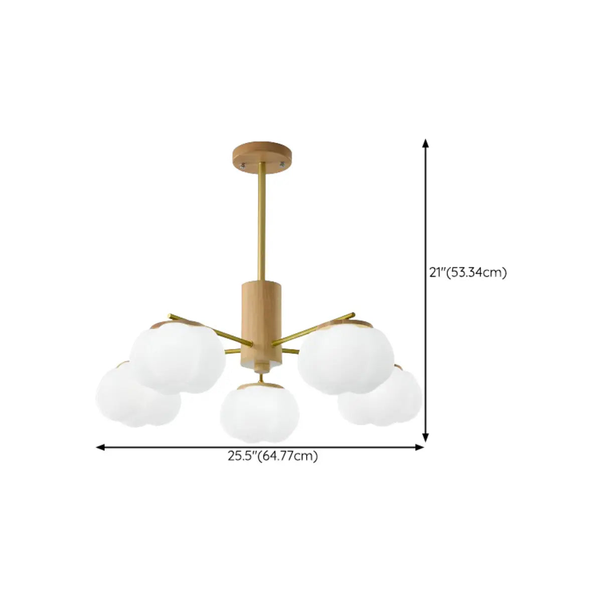 Nordic Bud Brass Living Room White 8-Light Chandelier 