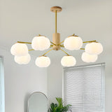 Nordic Bud Brass Living Room White 8-Light Chandelier Image - 4