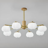 Nordic Bud Brass Living Room White 8-Light Chandelier Image - 7