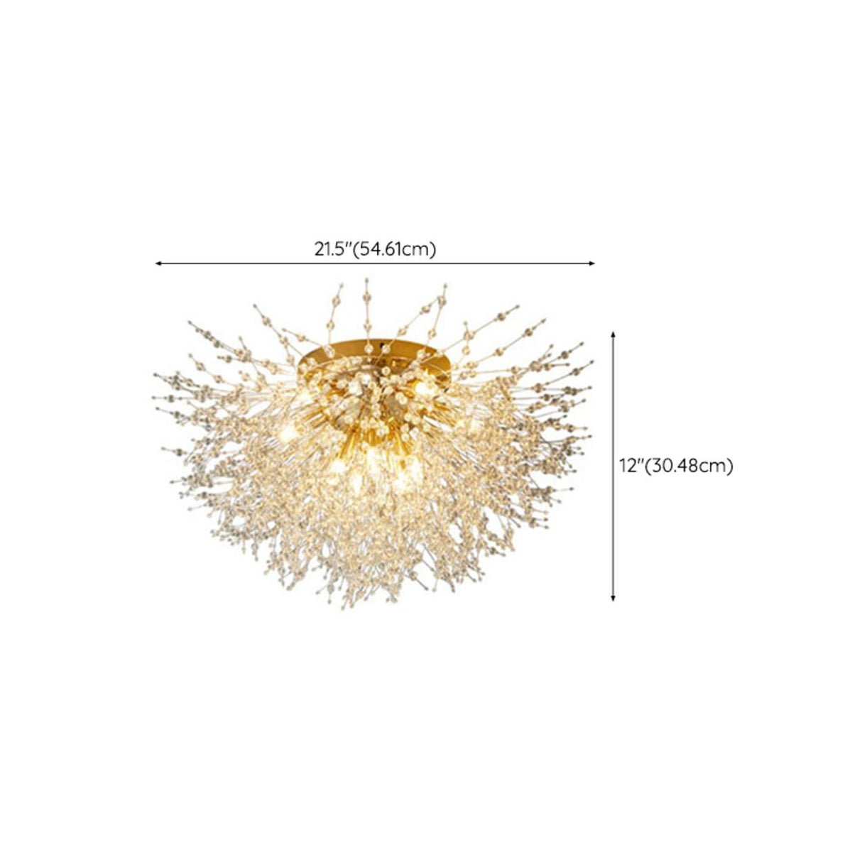 Modern Gold Branch Crystal Flush Mount Ceiling Light 