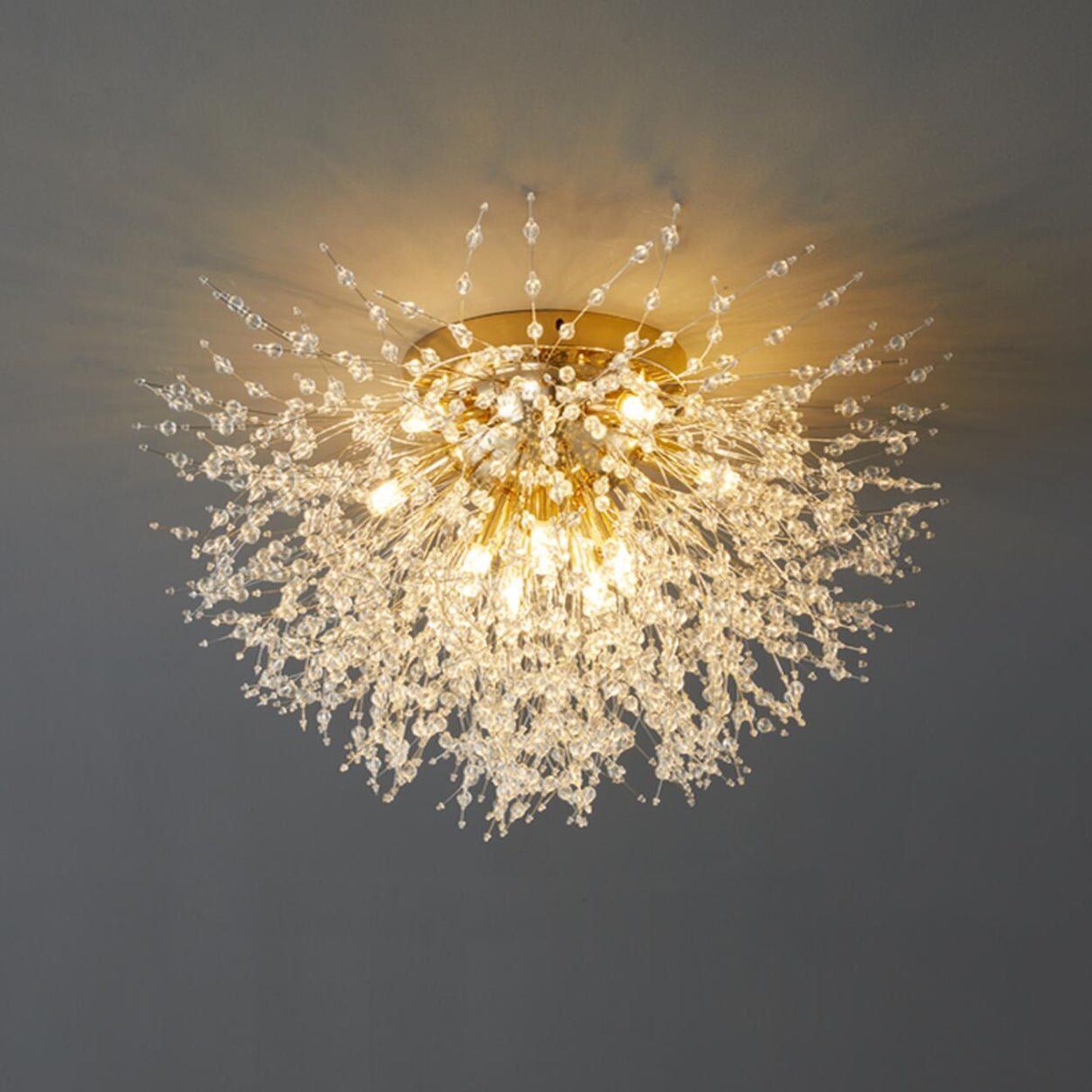 Modern Gold Branch Crystal Flush Mount Ceiling Light Image - 6