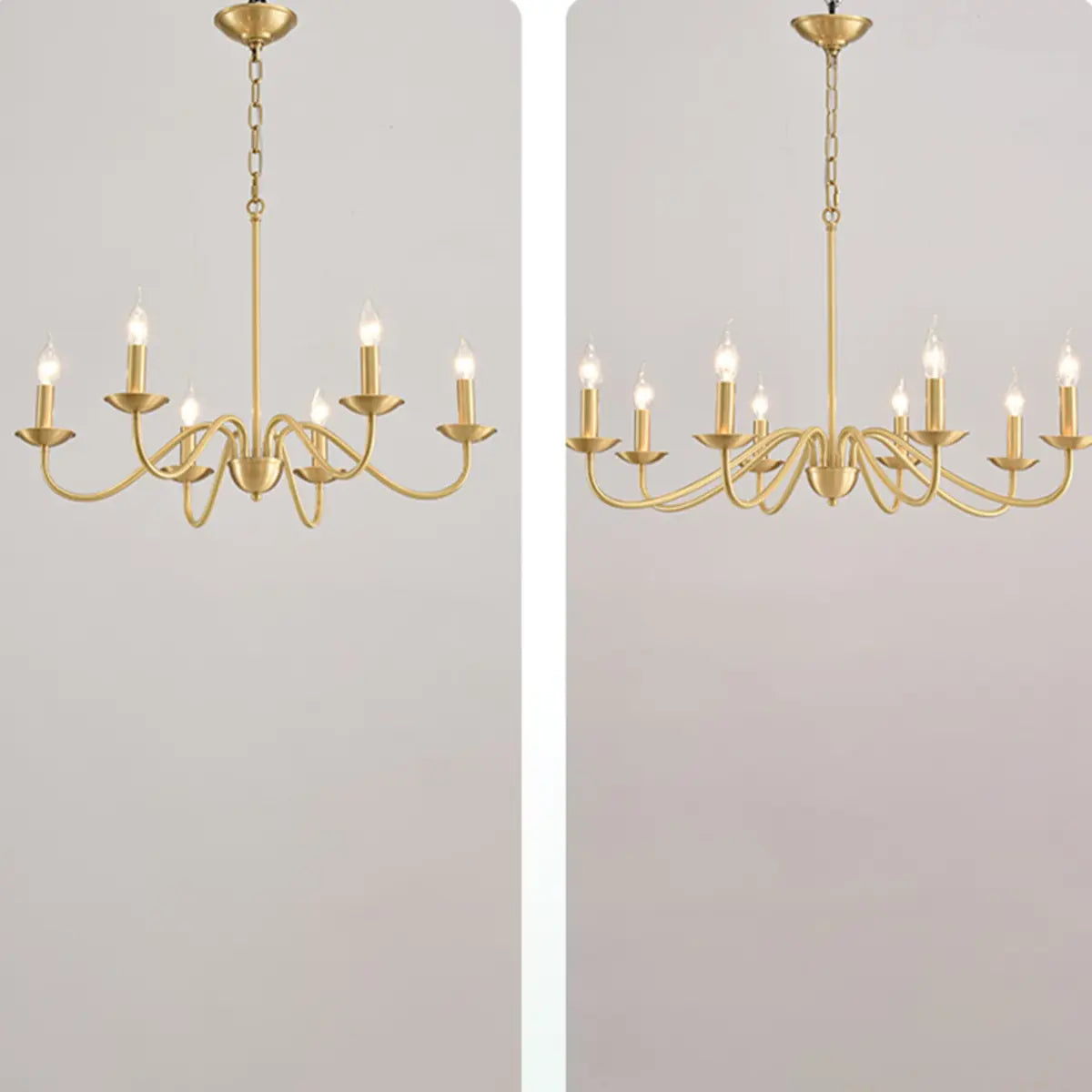 Elegant Alloy Candelabra Dining Room Light Gold Chandelier Image - 10