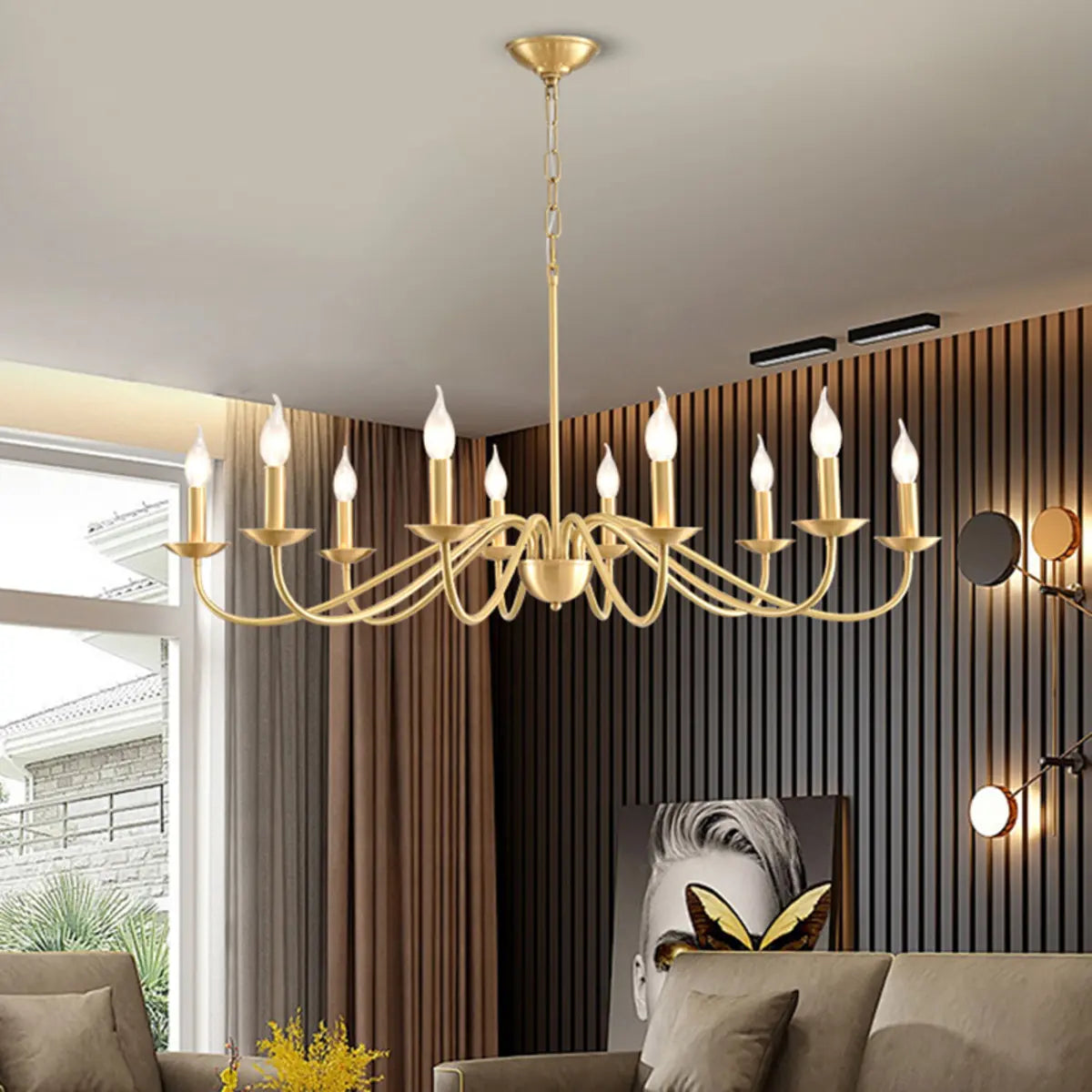 Elegant Alloy Candelabra Dining Room Light Gold Chandelier Image - 16