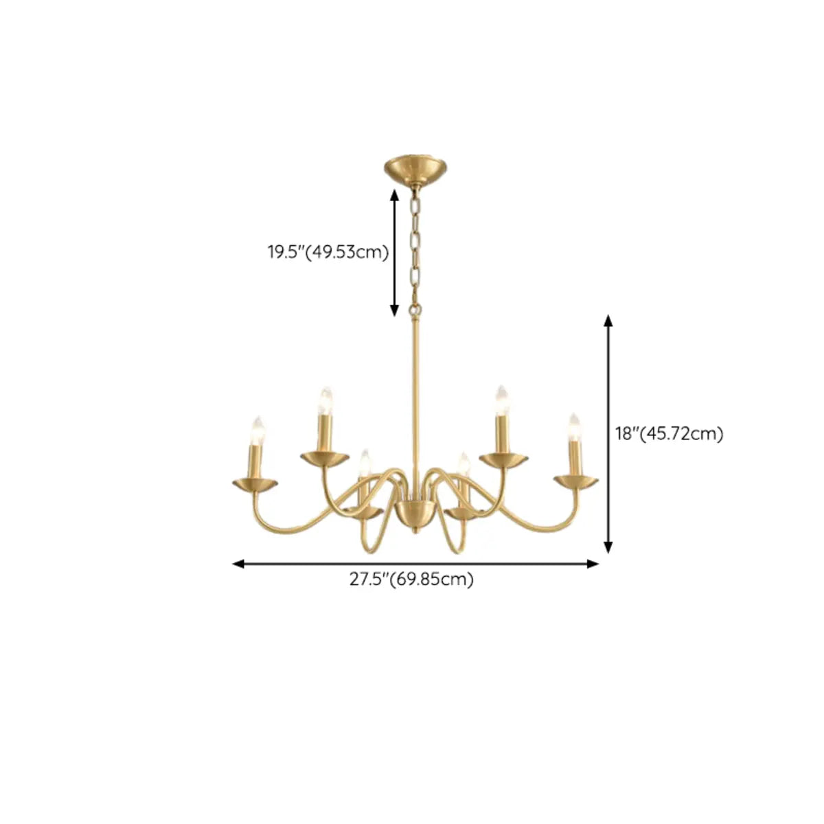 Elegant Alloy Candelabra Dining Room Light Gold Chandelier 