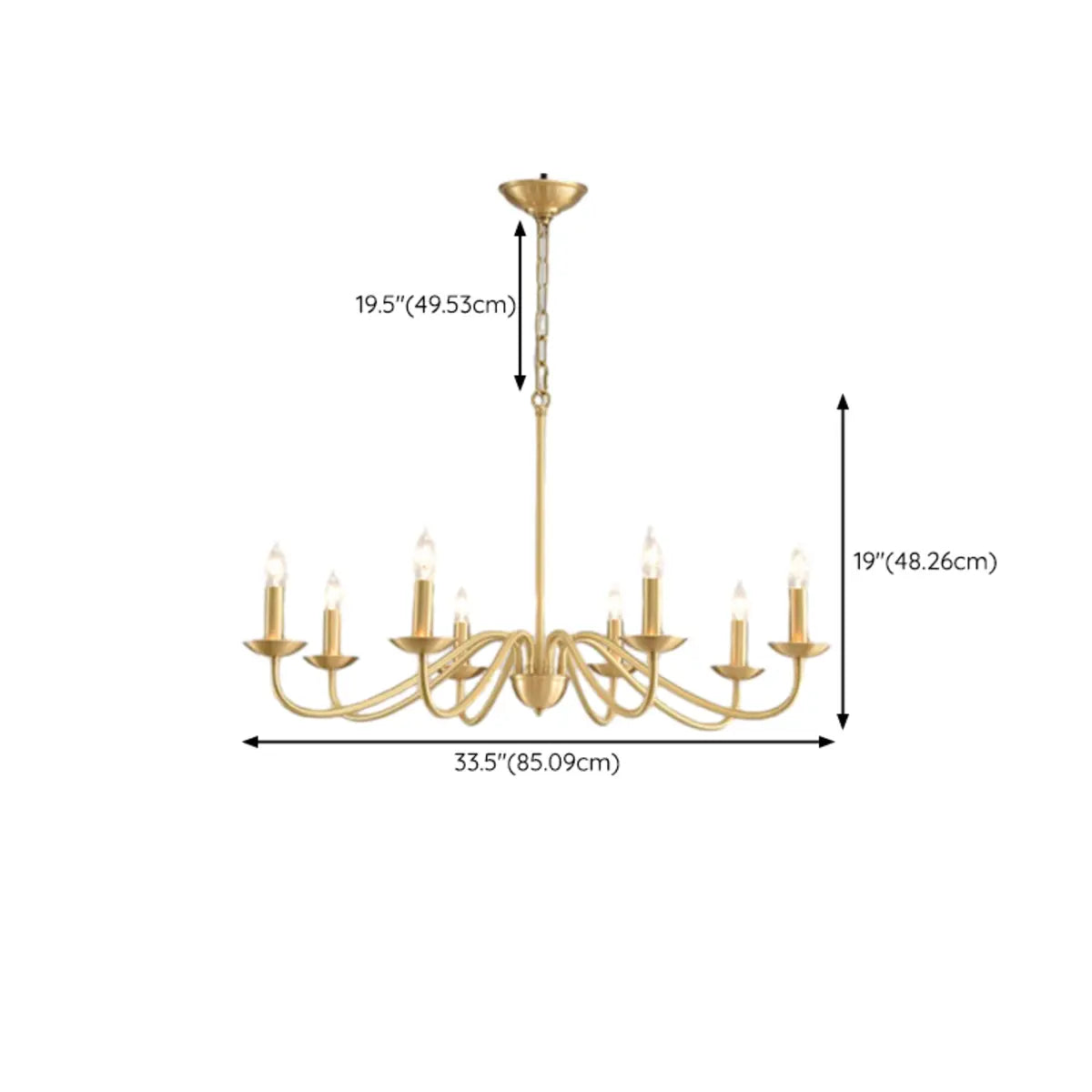 Elegant Alloy Candelabra Dining Room Light Gold Chandelier Image - 19