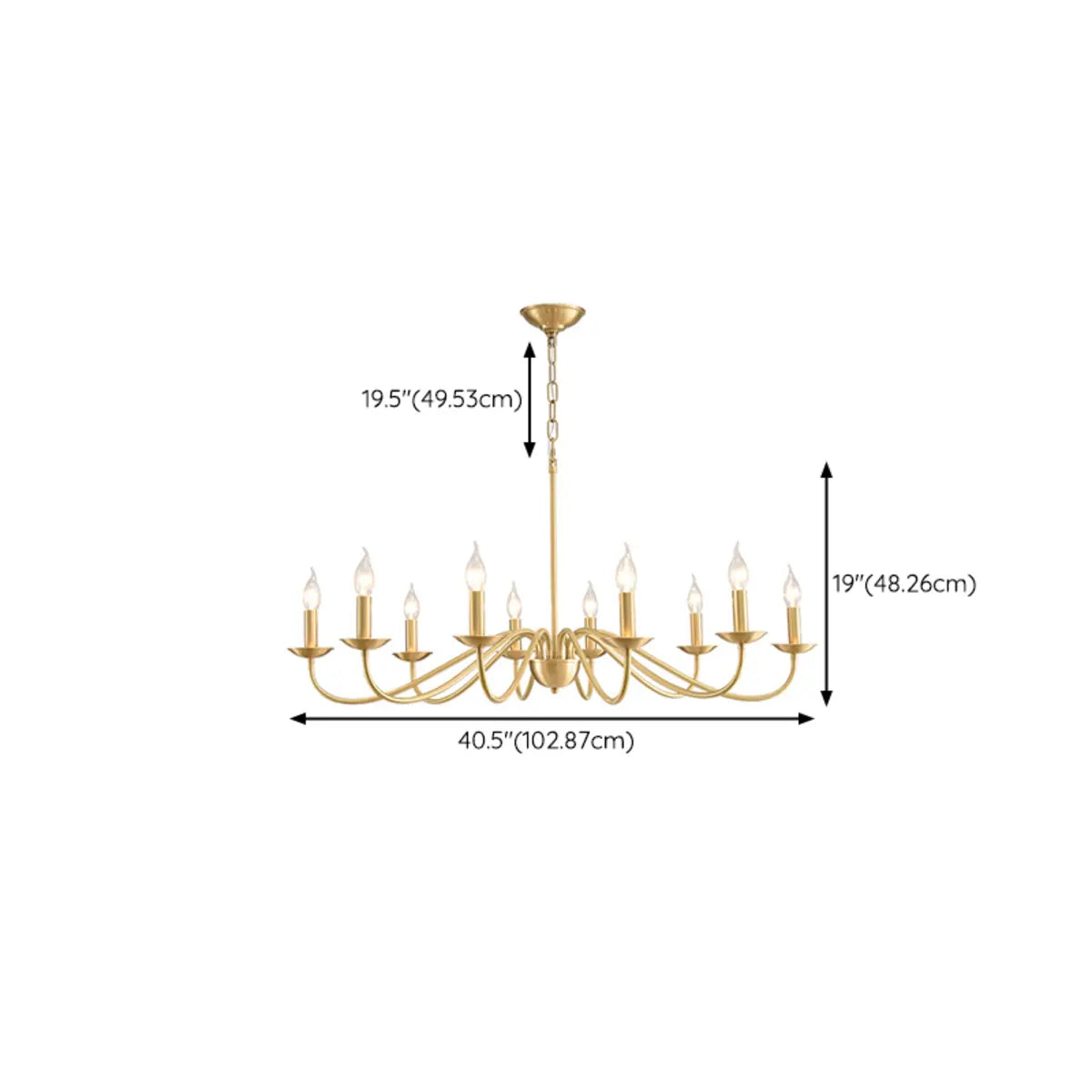 Elegant Alloy Candelabra Dining Room Light Gold Chandelier Image - 20