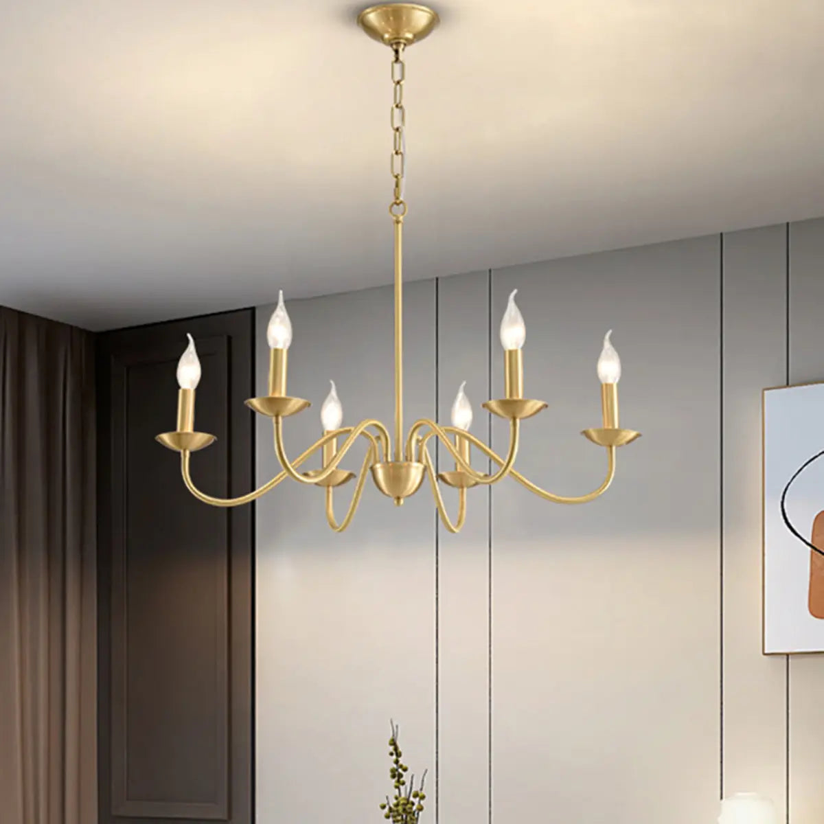 Elegant Alloy Candelabra Dining Room Light Gold Chandelier Image - 6