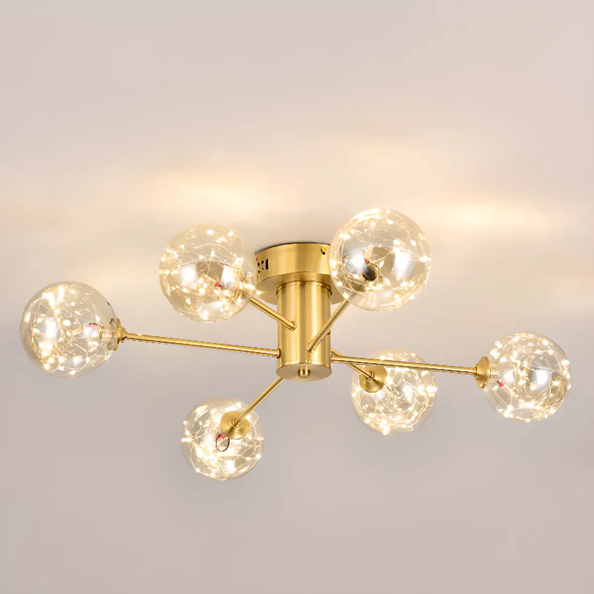 Large Gold Bubble Semi-Flush Mount Light 12-Light Image - 10