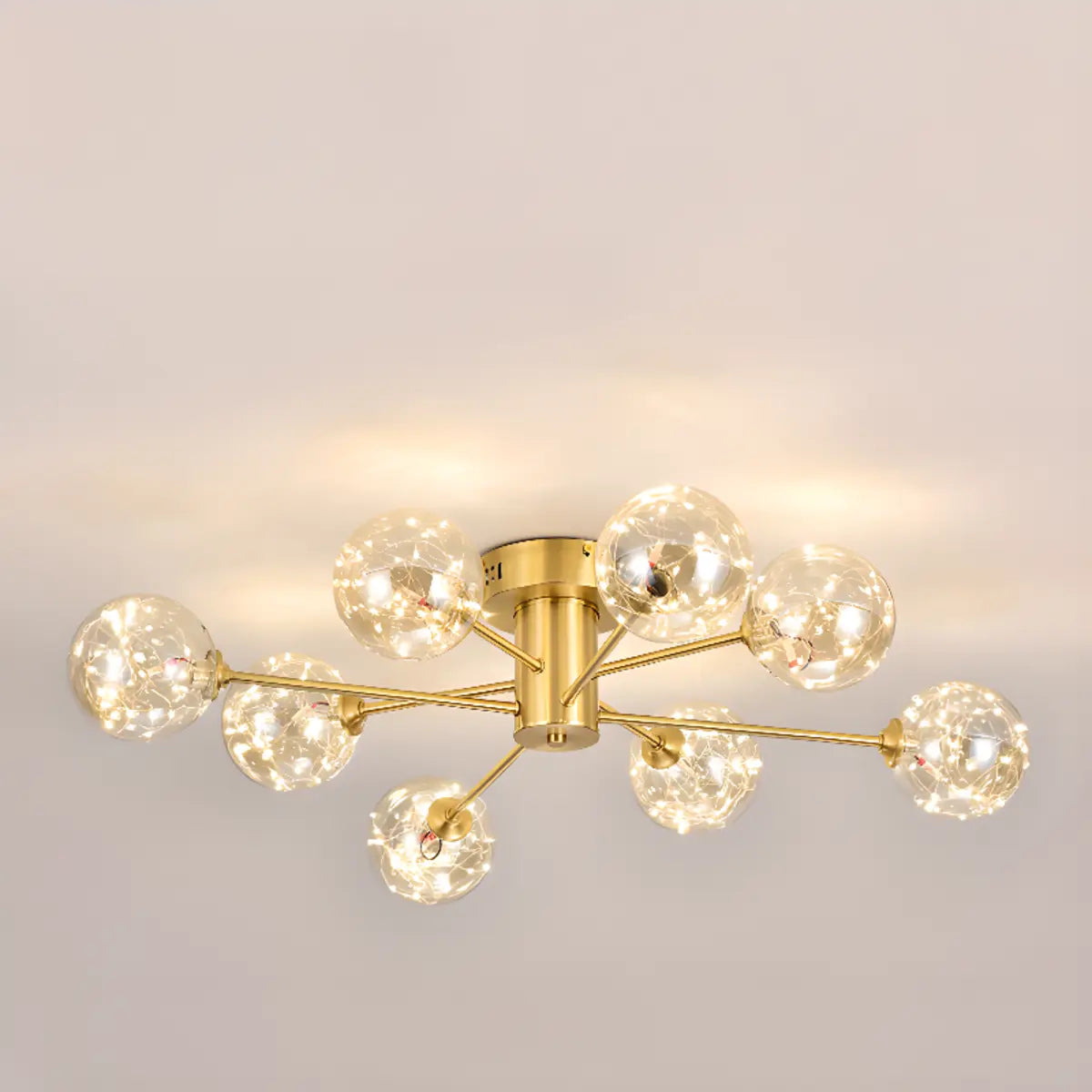 Large Gold Bubble Semi-Flush Mount Light 12-Light Image - 11