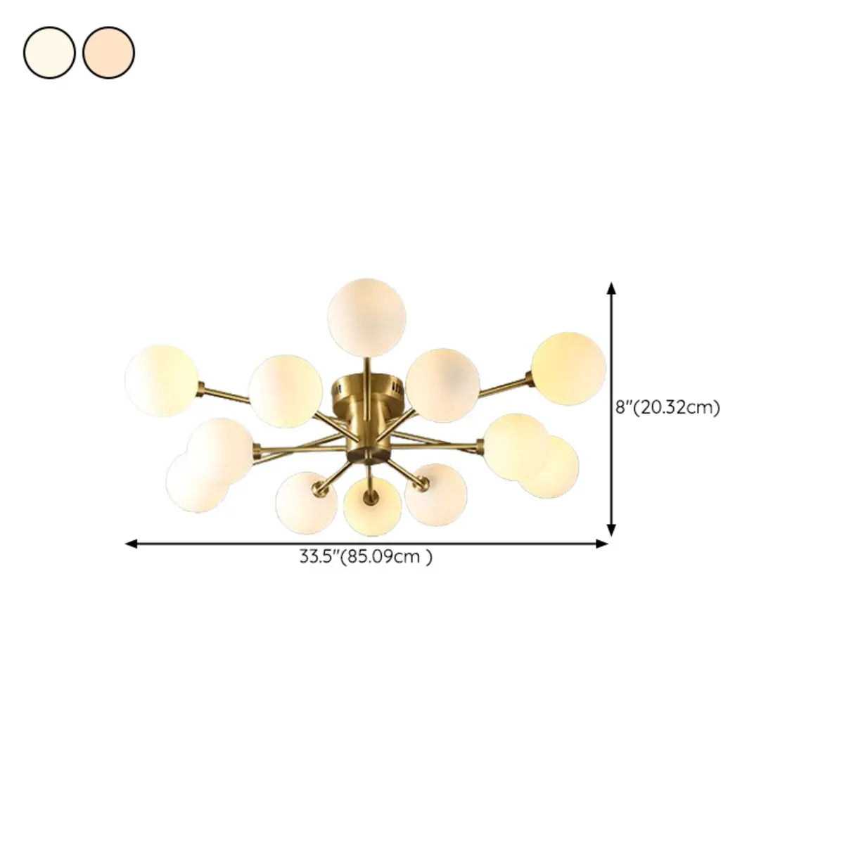 Large Gold Bubble Semi-Flush Mount Light 12-Light Image - 21