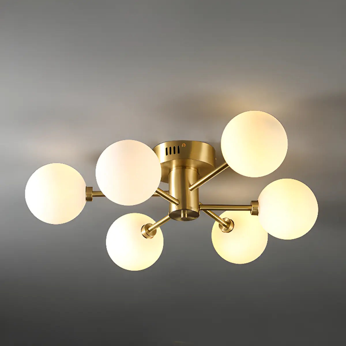 Large Gold Bubble Semi-Flush Mount Light 12-Light Image - 6