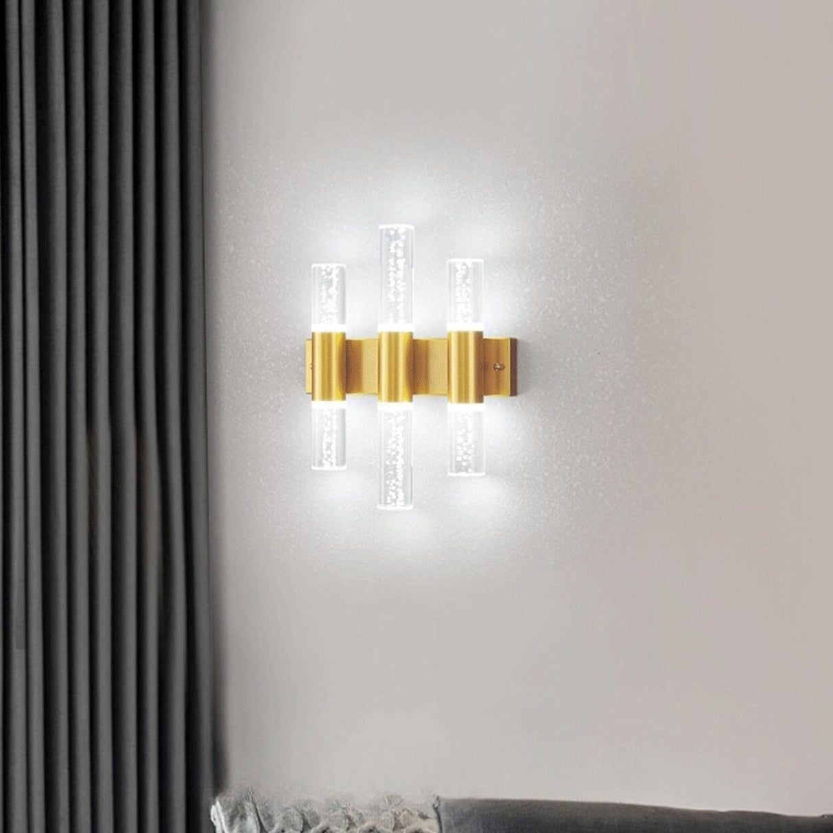 Modern Gold Bubble Glass Tubes Wall Sconce Light Image - 1