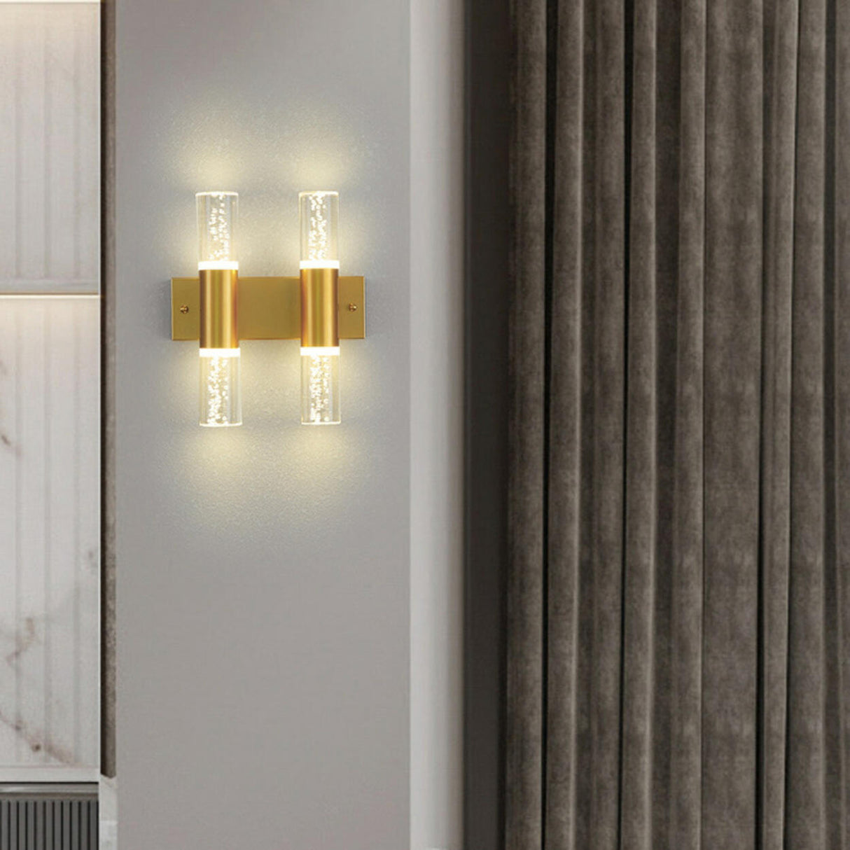 Modern Gold Bubble Glass Tubes Wall Sconce Light Image - 4