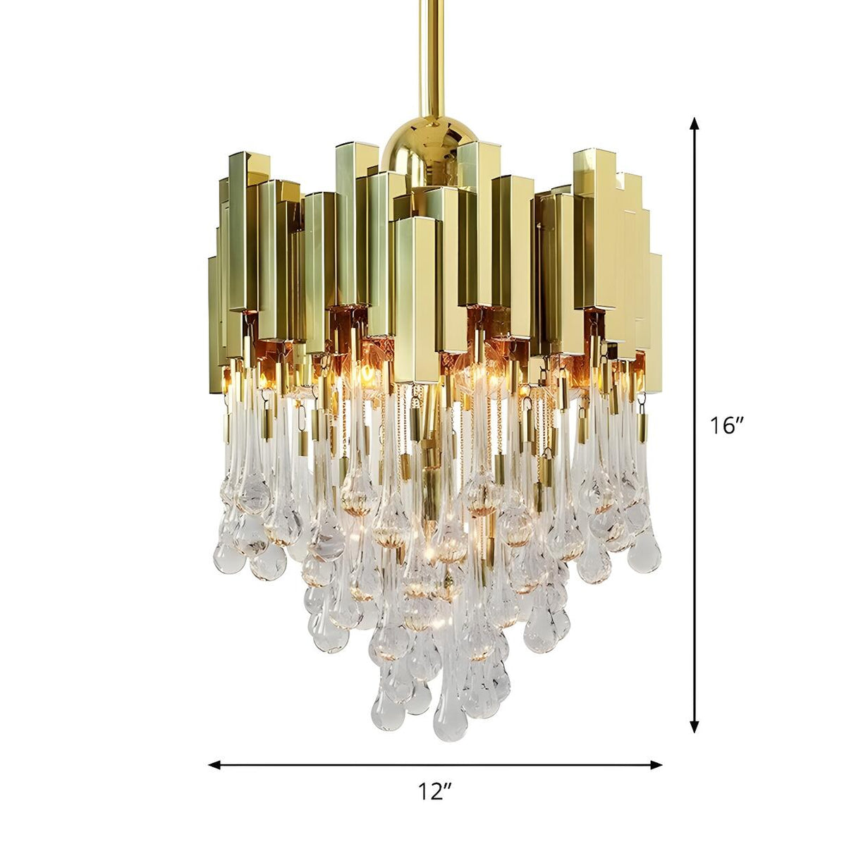 Modern Gold Cascade Crystal Waterdrop Tiered Chandelier 