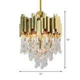 Modern Gold Cascade Crystal Waterdrop Tiered Chandelier #size