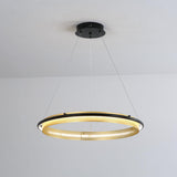 Modern Gold Circular LED Ring 2 Tiers Chandelier Image - 1