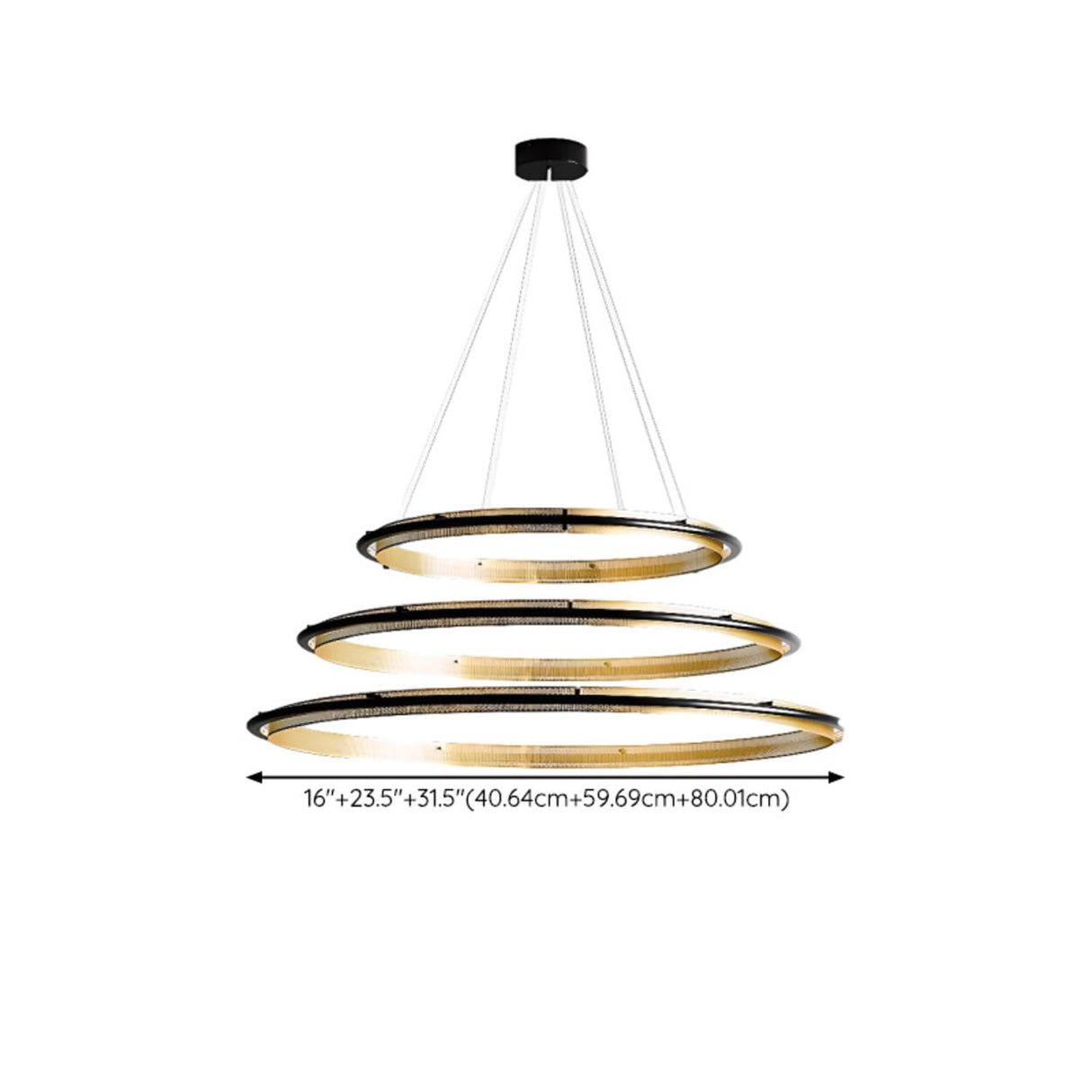 Modern Gold Circular LED Ring 2 Tiers Chandelier Image - 23