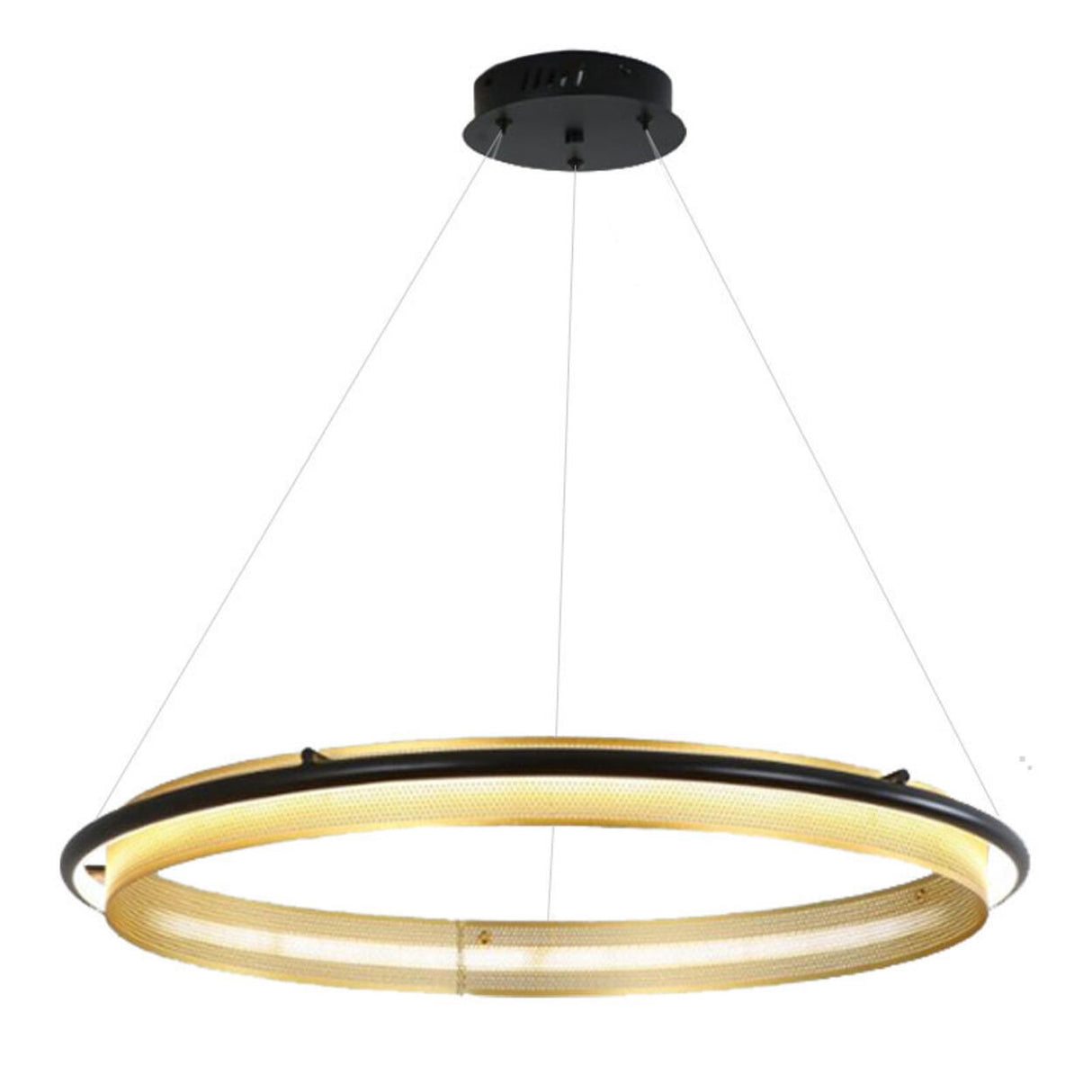 Modern Gold Circular LED Ring 2 Tiers Chandelier Image - 5