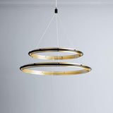 Modern Gold Circular LED Ring 2 Tiers Chandelier Image - 7