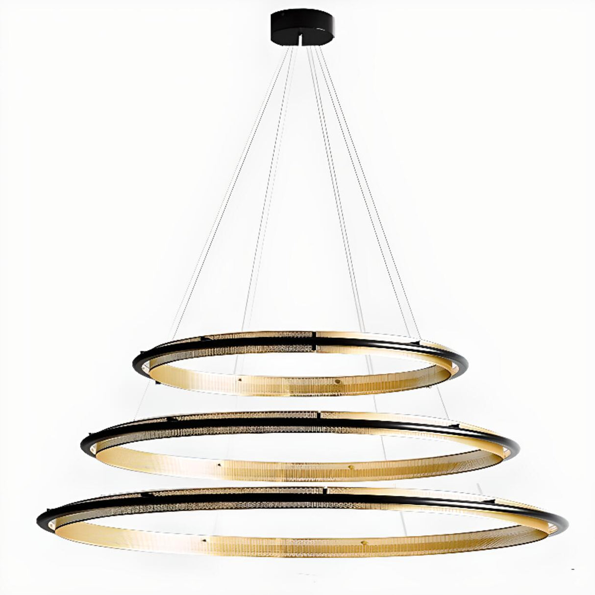 Modern Gold Circular LED Ring 2 Tiers Chandelier Image - 8