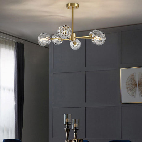 Modern Gold Clear Crystal Globe Chandelier Ceiling Light Image - 1