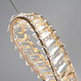 Modern Gold Clear Crystal Loop Pendant Light Bedroom Image - 10