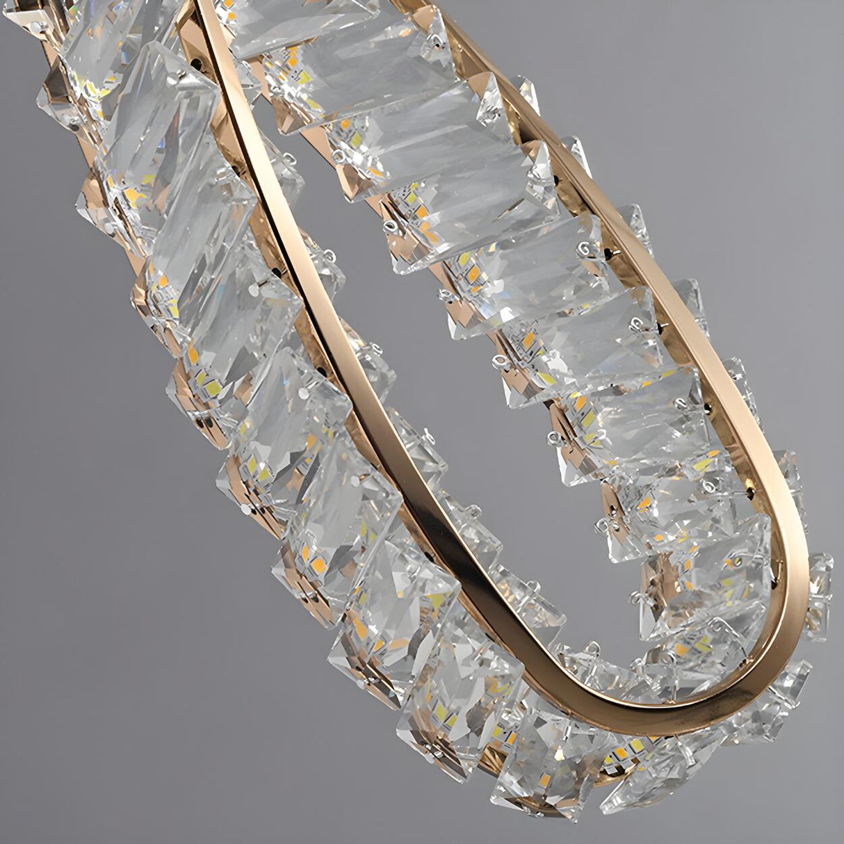 Modern Gold Clear Crystal Loop Pendant Light Bedroom Image - 13