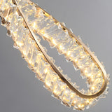 Modern Gold Clear Crystal Loop Pendant Light Bedroom Image - 14