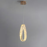 Modern Gold Clear Crystal Loop Pendant Light Bedroom Image - 2