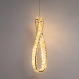 Modern Gold Clear Crystal Loop Pendant Light Bedroom Image - 6