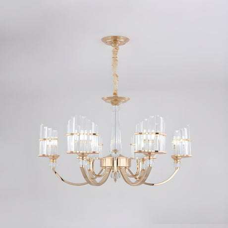 Modern Gold Clear Crystal Prism Pendant Chandelier Image - 2