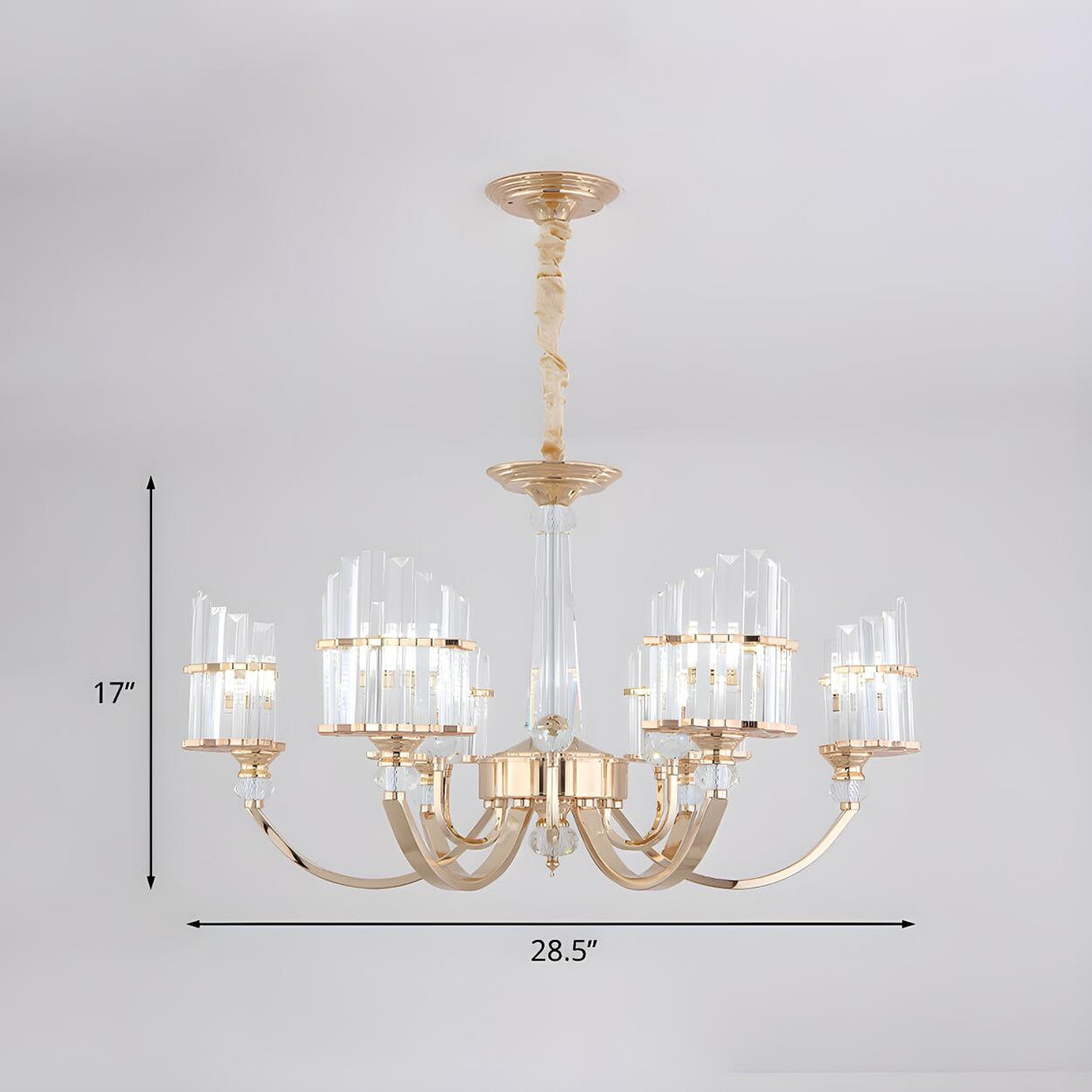 Modern Gold Clear Crystal Prism Pendant Chandelier Image - 4