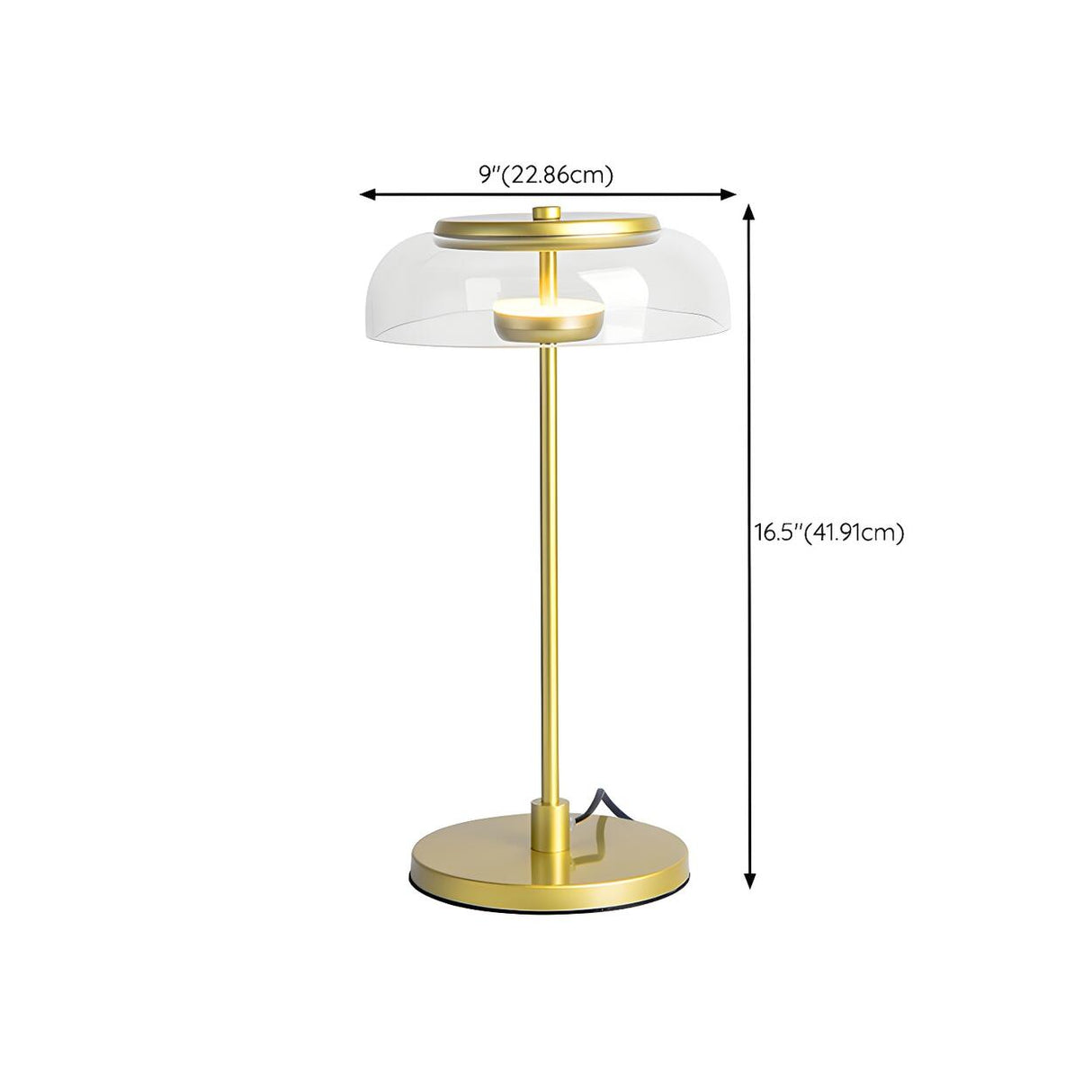 Modern Gold Clear Dome Glass Shade Bedroom Table Lamp 