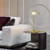 Modern Gold Clear Dome Glass Shade Bedroom Table Lamp Image - 3