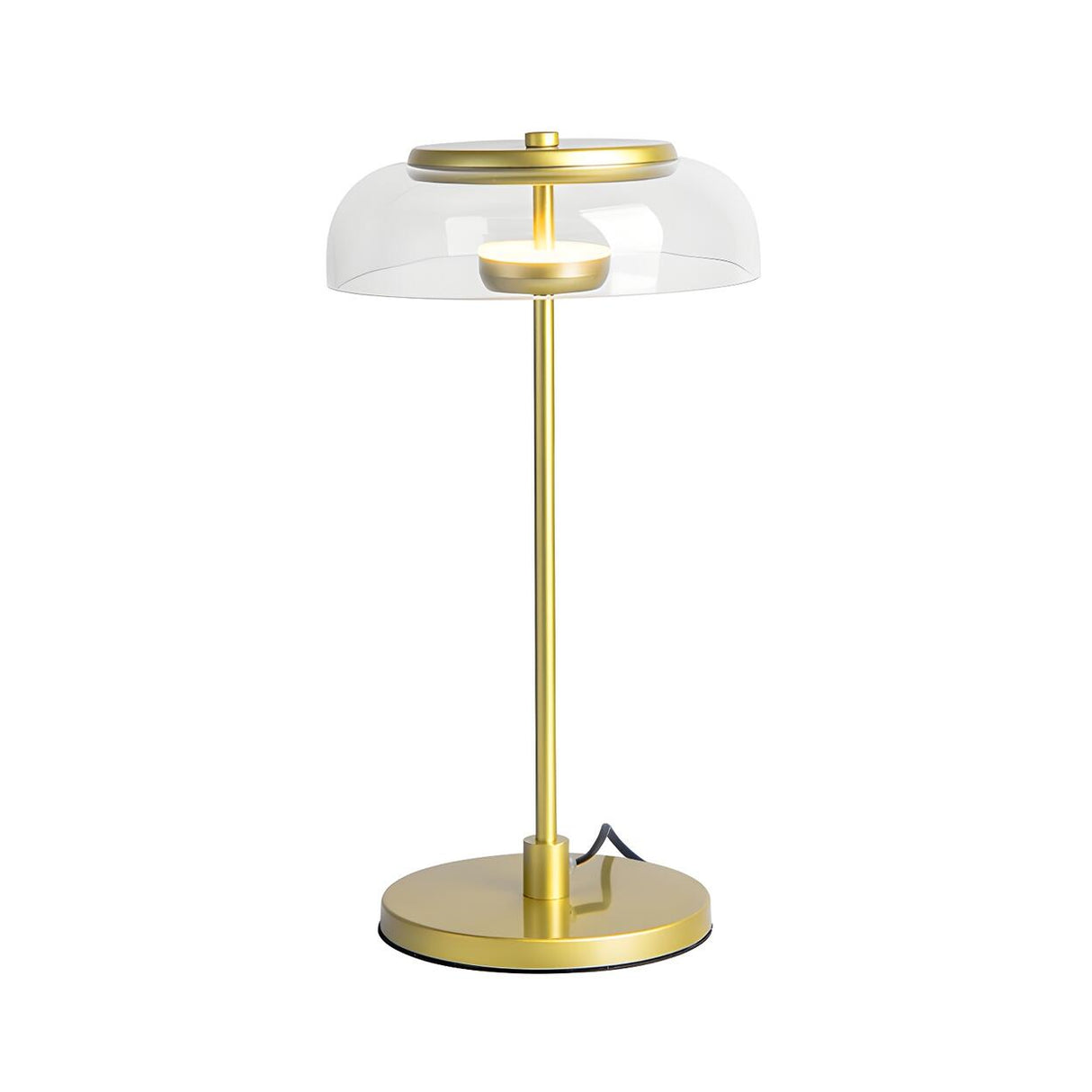 Modern Gold Clear Dome Glass Shade Bedroom Table Lamp Image - 5